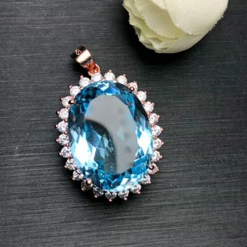 Vernosť prírodné 15*20 mm sky blue topaz prívesky s925 mincový striebro štedrý jemné šperky pre ženy strany prírodný drahokam
