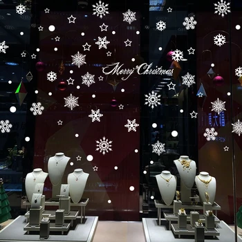 Veselé Chrstmas Star Snowflake Nálepky Nákupné Centrum Predviesť Vianočný Okno Zimné Samolepky Na Stenu Deti Miestnosti Dekorácie