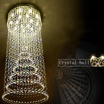 Jmmxiuz Krištáľový Luster Villa Hala Obývacia Izba Jedáleň Lampa Dvojité Schodisko Dlho Luster Crystal Light