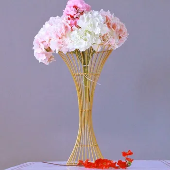60 CM 24 inch výška zlato Kov Kvetinové Vázy Svadobné Centerpieces Cestnej Citované Kvet Rack Svadobné Rekvizity Prípade Dekorácie Dodávky