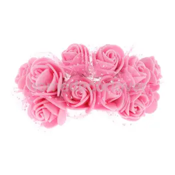 Banda Umelé Malé Ruže Kvety Domov Svadobné Party Vlasy Dekor Baby Pink