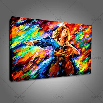 Ručne Maľované Moderné Abstraktné Paletu Nôž Plátno olejomaľba Krásy hrať na gitaru Obrázok na Stenu Umenia Pre Obývacia Izba Domova