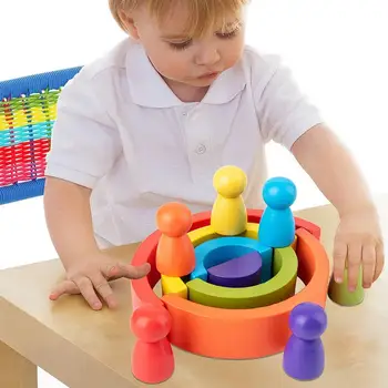 Deti Klenuté Polkruhová Rainbow Obrázok Stavebné Bloky Pre Stohovanie Hra Puzzle Hračka