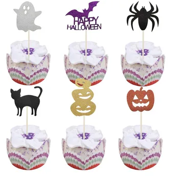 2020 Nové 6/8 Ks Halloween Cake Karty Dekorácie Tematické Cupcake Vňaťou Papier Tortu Vloží Kartu Svadobnú Tortu Nástroj
