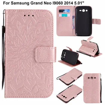Pre Samsung Galaxy Xcover 4 G390 Prípade PU Kože Flip Cover 3D Slnečnice Pre Samsung Grand Neo I9060I I9060 Telefón prípadoch fundas