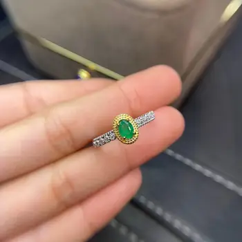 Shilovem 925 sterling silver skutočný Prírodný Emerald Krúžky jemné Šperky darček ženy trendy nové veľkoobchod darček 4*5mm jcj0405681agml