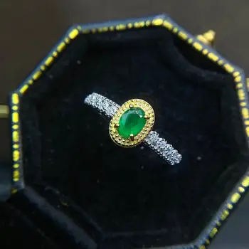 Shilovem 925 sterling silver skutočný Prírodný Emerald Krúžky jemné Šperky darček ženy trendy nové veľkoobchod darček 4*5mm jcj0405681agml