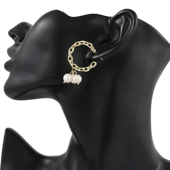 AENSOA Elegantné Reťazca Zlato Otvorený Kruh Pearl Hoop Náušnice Pre Ženy Roztomilý Kolo Vyhlásenie Kórea Náušnice Svadobné Šperky Darček