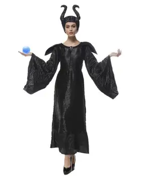 Filme Maleficent Kostým Pre Dospelých Žien Halloween Čarodejnice Cosplay Rozprávky Šípková Ruženka Prekliatie Čiar Čierne Šaty Rohy