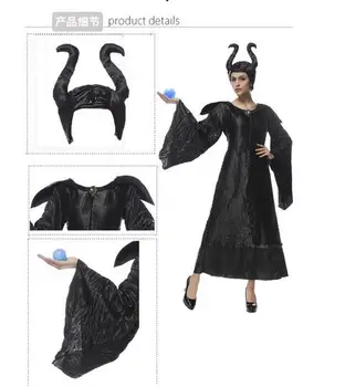 Filme Maleficent Kostým Pre Dospelých Žien Halloween Čarodejnice Cosplay Rozprávky Šípková Ruženka Prekliatie Čiar Čierne Šaty Rohy