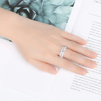 Veľké Srdce Crystal Prstene Pre Ženy Elegantný Dizajn S Hladké Čierne Biele Keramické Zdravé Materiál Prst Svadobné Milujú Šperky