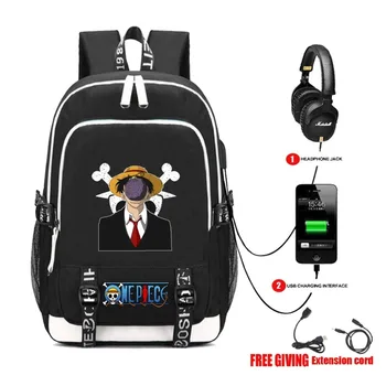 USB Nabíjanie Slúchadiel Muži Ženy Cestovná Taška Teenagerov Počítač Tašky Aktovka študent knihy batoh anime Jeden kus Batohy