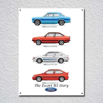 Ford Escort RS Retro Vintage Tin Znamení Kovu Znamení Kovu Plagát Dekor Kov Kov Maľovanie na Stenu, Nálepky na Stenu Prihlásiť Stenu Decor