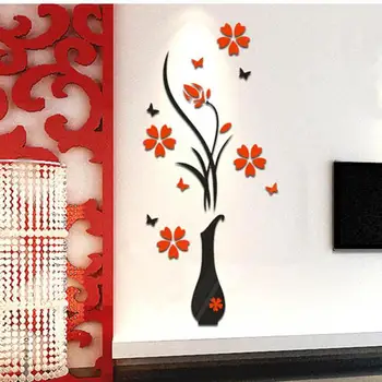 Kvet Domov Elegantné Dekorácie na Stenu-Nálepky DIY Pekná Obývacia Izba Ozdoba Interiéru 3D Vymeniteľné Vinyl