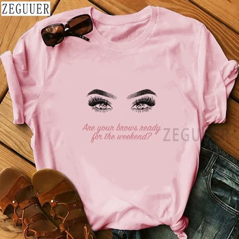 Vogue Blikať Ženy Tričko Make Up a Rúž Prímorské T-Shirt Letné Tričko Lady Streetwear Luxusná Taška T-shirts Polyester Gotický 90. rokov