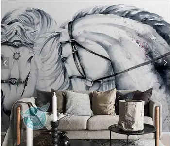 Vlastné fotografie na stenu papier, ročník kôň maľby nástenné maľby pre obývacej izby, spálne, TV pozadie domova tapety