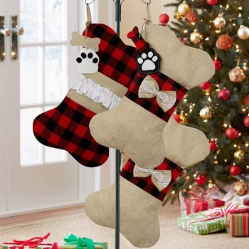 4-Dielna Sada Vianočné Ozdoby, Vianočné Ponožky, Darčekové Tašky, Pes Vianočné Ponožky, Stožiare Látkou Kostí Ponožky