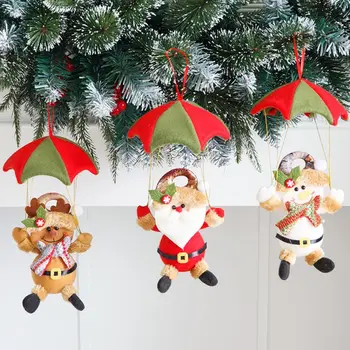 3ks/set Vianočných Dekorácií Padák Santa Claus Snehuliak Bábika Ozdoby