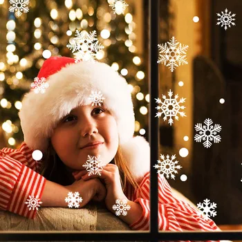 48pcs/veľa snowflake elektrostatické Nálepky Sklenených okien, detská izba zimné domáce dekorácie Vianočné Samolepky na Stenu Odtlačkový tapety