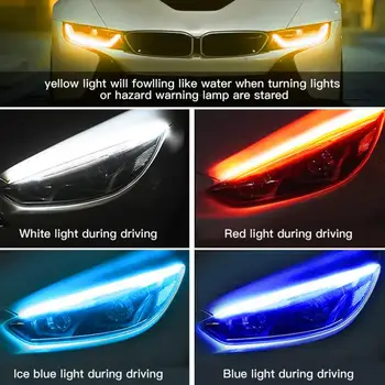 1pcs APLIKÁCIA Multi Farebné LED Svetelné Pásy Zase Signálne Svetlá Auta Sekvenčné Tečie RGB Denných prevádzkových Svetla DRL Auto Tovaru Kvapka Loď