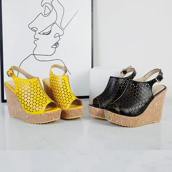 Lsewilly 2021 Nové Značky módne letné sandále najvyššej kvality pu kožené típat prst dámske topánky sexy kliny platforma strán topánky