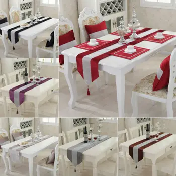 Luxusné High-End Stolové Vlajky Moderné Obrus Módne Jednoduché Satin Stôl Runner Svadobné Party Svadobné Dekorácie 32*180 cm