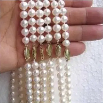Veľkoobchod ušľachtilý 6pcs 7-8 mm biela akoya perly náhrdelník 18