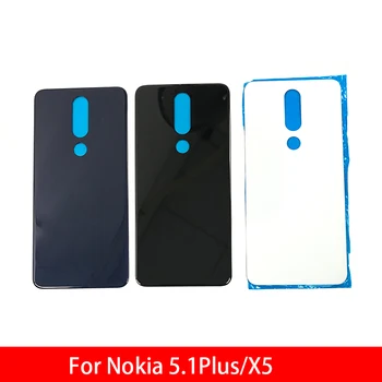 1Pcs Späť Sklenený Panel Zadný Kryt Batérie Pre Nokia 5.1 Plus / X5 S Logom Biela / Čierna / Modrá Opravy Náhradných Dielov