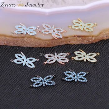 5 KS ZYZ176-0661 Módne Motýľ Korálky, Micro Pave Modré Kamene Krásny Náramok Konektory Šperky Zistenia