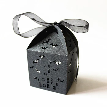 50pcs Svadobný Dar Prípade Halloween Party Darček Prospech Liečbu Candy Papierové Krabice Úložný Box (Black)