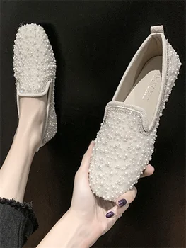 Ploché topánky ženy 2020 jar nové módne víla jemný vietor pearl námestie hlavu, mäkké dno čiapočku topánky