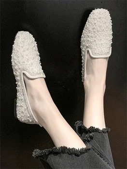 Ploché topánky ženy 2020 jar nové módne víla jemný vietor pearl námestie hlavu, mäkké dno čiapočku topánky