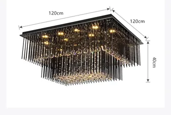 Čierne Luxusné Stropné Svietidlá Nehrdzavejúcej Ocele Crystal Stropné Lampy, Obývacia Izba, Tri-color stmievateľné Lamparas De Techo