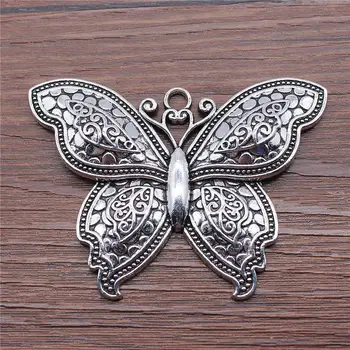 WYSIWYG 1pcs/veľa Motýľ Prívesok Charms Diy Kovové Šperky, Takže Antique Silver Farba 53x71mm