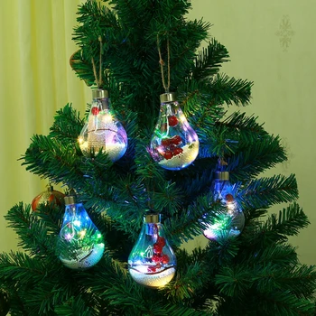 Vianočné Dekorácie LED Dekoratívne Transparentné Vianočné Gule Vianočné Svetlo Transparentné Gule na Vianočný Stromček a Ozdoby