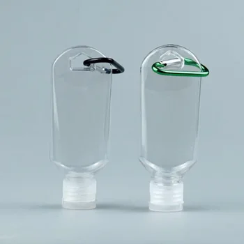 50ml naplniteľné fľaša plastová karabína háčik fľašu s kontajner cestovná fľaša kontajner náhodné farby