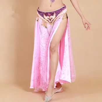 Ženy Bellydance Sukne Squine Orientálna Tanečnica Kostým Vysokej Štrbinou India Bollywood Dievča Arabská Princezná Oblečenie Egypt Štýl Ružová