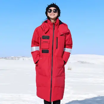 DMLFZMY Mužov a žien zimné móda bunda hrubé teplé nadol bunda parka polovici dĺžky bunda jaqueta zimná bunda s kapucňou ženy