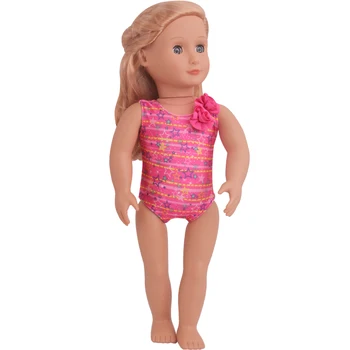 18-palcové Dievčatá bábiky plavky Americký novorodenca Magenta jumpsuit Baby hračky, šaty fit 43 cm bábiky baby c797