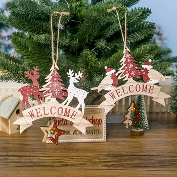1PCS Vianočné Drevené Jeleň Doorplate Prívesky Dekoráciu Dreva Remesiel Vianočný Stromček, Ozdoby Na DIY Domova Dodávky