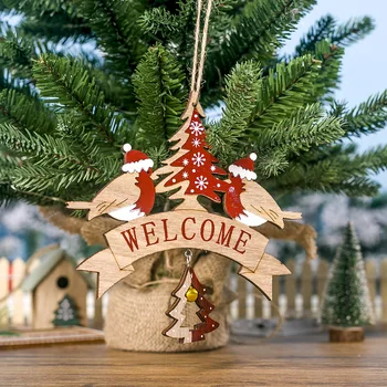 1PCS Vianočné Drevené Jeleň Doorplate Prívesky Dekoráciu Dreva Remesiel Vianočný Stromček, Ozdoby Na DIY Domova Dodávky