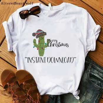 Vianočné tričko 2019 Koberčeky darček Ženy list, tlač ženy letné biele bežné vianočné T Shirt ženskej móde oblečenie, topy čaj