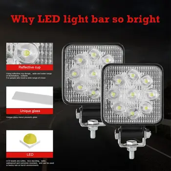 3inch Auto, LED Svetlo, 10-30V 6000K 48W Deväť korálky Námestie Lampa Automoble LED reflektor off road Auto Svetlomety led bar