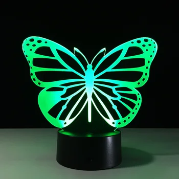 Motýľ LED Spálňa 3D Nočné Svetlo Akrylových 3D Lampa 7 Farieb Zmena Dotykový Spínač Obývacia Izba Svetlá Spánku Svetlo Darček pre Dieťa
