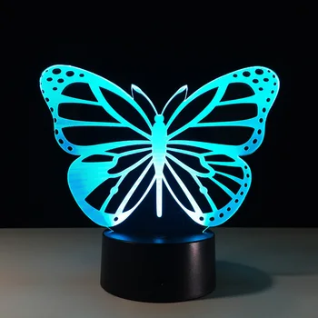 Motýľ LED Spálňa 3D Nočné Svetlo Akrylových 3D Lampa 7 Farieb Zmena Dotykový Spínač Obývacia Izba Svetlá Spánku Svetlo Darček pre Dieťa