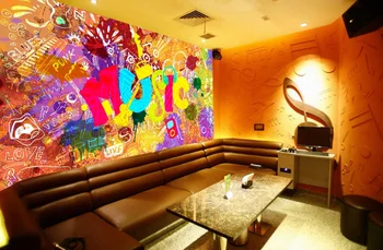 Vlastné 3d tapeta nástenná maľba abstraktné hudby graffiti nástroje, v pozadí na stenu