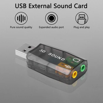 3D Zvuková Karta Externý USB Na 3,5 mm Mikrofón Konektor pre Slúchadlá Stereo Slúchadlá Audio Adaptér Mini Reproduktor Rozhranie Pre Notebook Pc