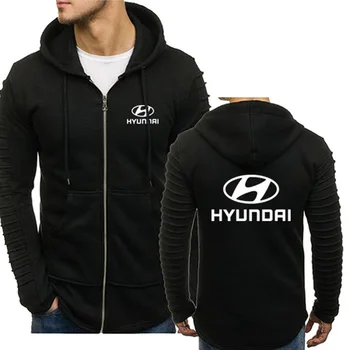 Hoodies Mužov pre Hyundai Motor Auta Logo Tlače Mikina s Kapucňou, Módne Bežné Bunda, Kabát Male Vrecko na Zips Bežné Hoodies