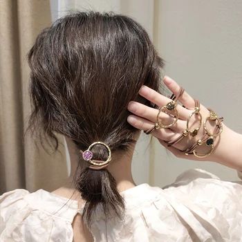 Móda Ženy Elastický remienok na vlasy Duté kovový krúžok gumičky na vlasy príslušenstvo pre sieťky, durag moda 2020 vianočný darček