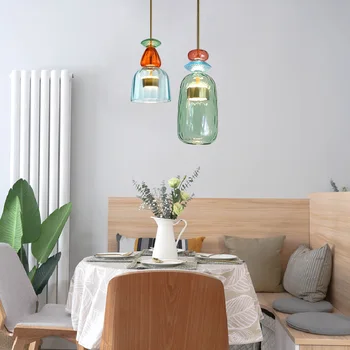Nordic Farba Candy Prívesok Svetlá modernej Obývacej Izby, Spálne, detskej Izby Jednu Hlavu Sklenené Závesné Lampy Domova Zariadenia